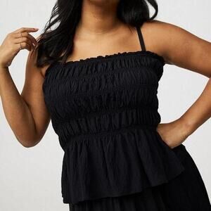 Black tiered ruched sleveless